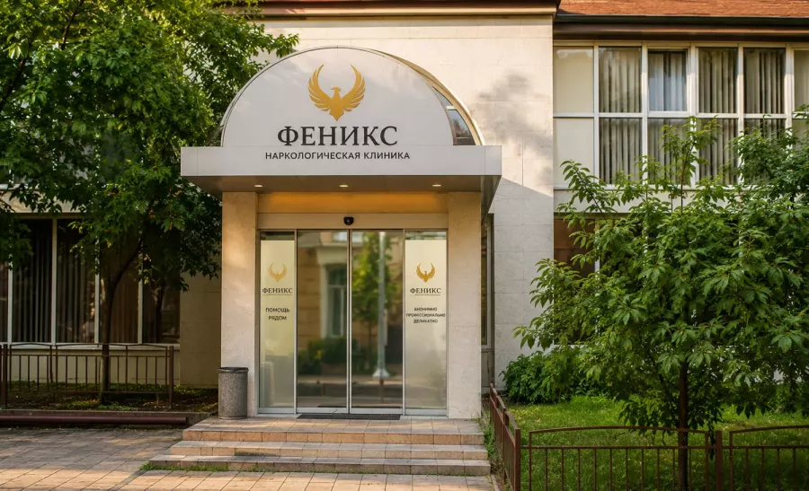 Вход в наркологическую клинику «Феникс» в Ликино-Дулёве